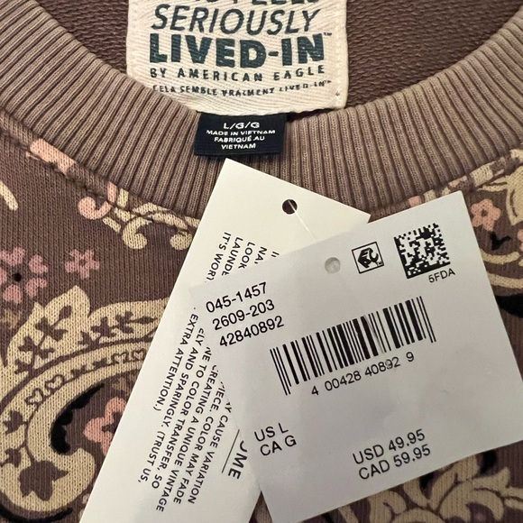 American Eagle Outfitters Brown Paisley Sweatshirt - Picture 4 of 5